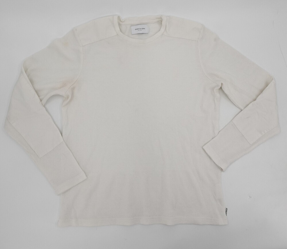 Ovadia & Sons Sweater Mens Small Waffle Knit Long Sleeve Pullover Patch Knit